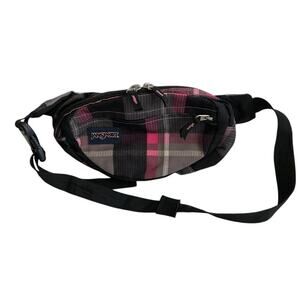 JanSport Fifth Avenue Fanny Pack Black & Pink Plaid Waist Belt Bag – One Size